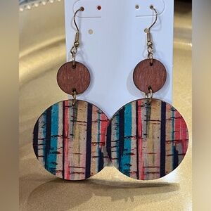 Colorful Striped Wooden Earrings